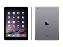 Apple iPad Air Wi-Fi - A1474, 9.7 Zoll  2048 x 1536 (QXGA), IPS, A7 Chip, 1 GB RAM, 16 GB Speicher, Silber, Aluminium Gehäuse, B-Ware, Ansicht Vorne- Seite- und Hinten