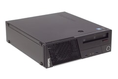 Lenovo ThinkCentre M93P PC,  Intel Quad-Core i5-4590, 4 GB RAM, 500 GB HDD, Ansicht von Vorne liegend mit 2x USB und DVD-Laufwerk
