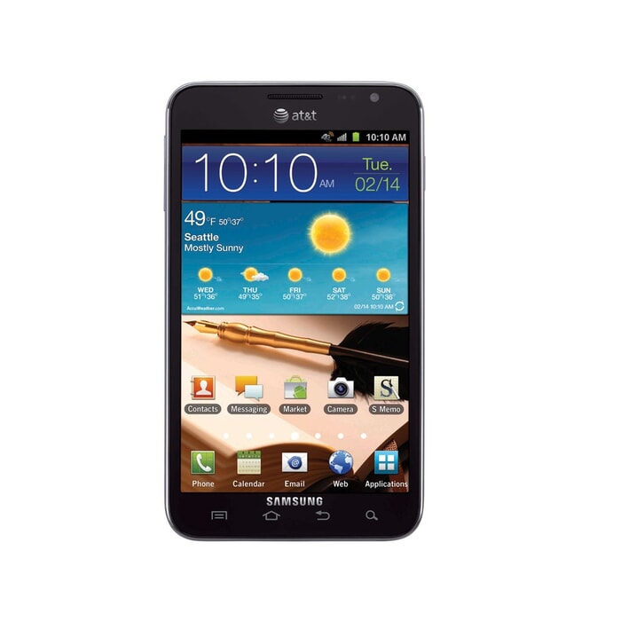 Samsung Galaxy Note (SGH-I717) , 5,3 Zoll, Super AMOLED 800 x 1280 Touchscreen, Kamera 8 MP, LED flash, Wi-Fi 802.11 a/b/g/n, 1 GB RAM, 16 GB Flash, Carbon Blue, renew, Ansicht von Vorne Samsung Galaxy Note (SGH-I717) , 5,3 Zoll, Super AMOLED 800 x 1280 Touchscreen, Kamera 8 MP, LED flash, Wi-Fi 802.11 a/b/g/n, 1 GB RAM, 16 GB Flash, Carbon Blue, renew, Ansicht von Vorne