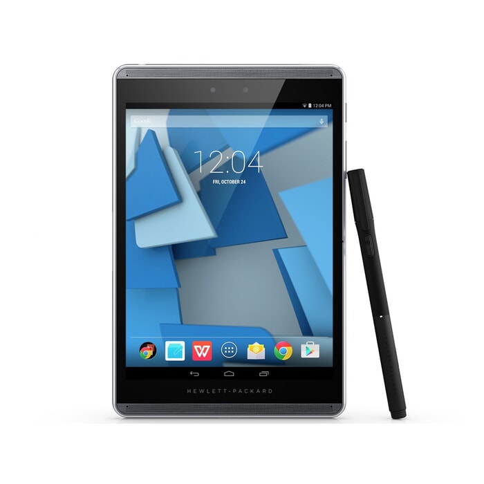 HP Pro Slate 8 Business Tablet 4G, 32GB - K7X64AA, 8 Zoll Full HD 2048 x 1536 Multi-Touch, Android 4.4, Grau, B-Ware, Ansicht von Vorne mit Stift HP Pro Slate 8 Business Tablet 4G, 32GB - K7X64AA, 8 Zoll Full HD 2048 x 1536 Multi-Touch, Android 4.4, Grau, B-Ware, Ansicht von Vorne mit Stift